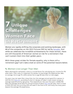 7 Unique Challenges Women Face in Retirement cover